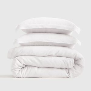NWOT! Quince European Linen Flange White Duvet Cover & 2 Shams! King/ Cal K(893)